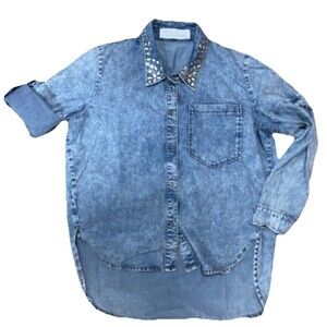 Vintage Havana Short Sleeve Denim And Rhinestone Shirt Size Small